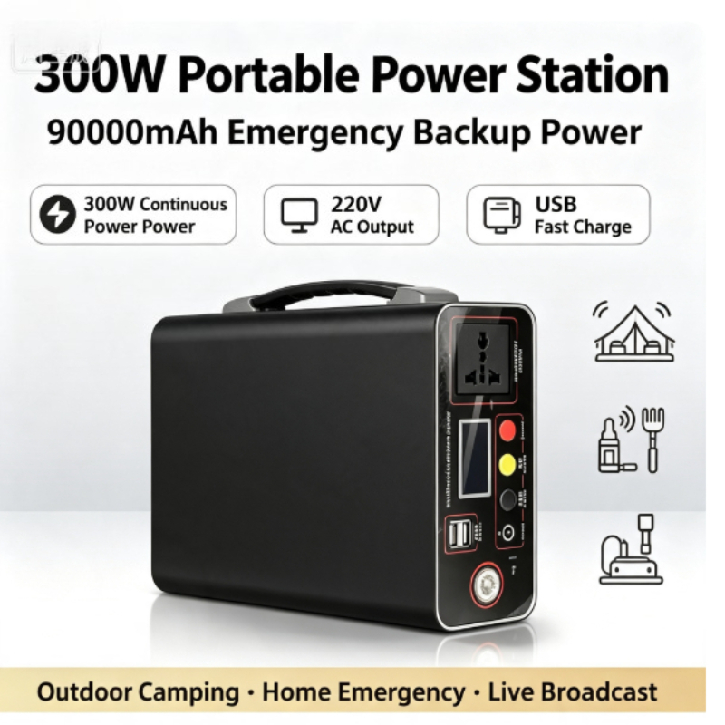 Solar Emergency Charger - Central Eléctrica Portátil 300W 220V, 333Wh,